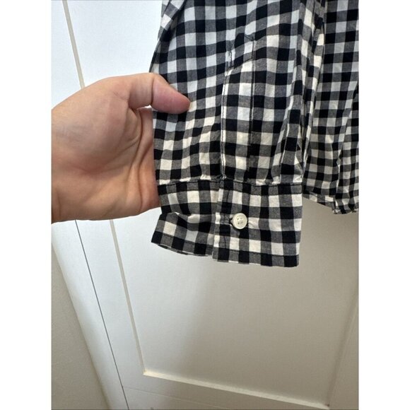 Old Navy Women’s Gingham Plaid Button Down Shirt XL Black White - Picture 6 of 16